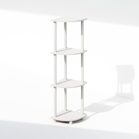 Étagère d'angle, Bibliothèque À 4 Niveaux, Étagères De Rangement Ouvertes pour L'Organisation Et Le Salon, Bureau, Garage, Blanc (1/5)