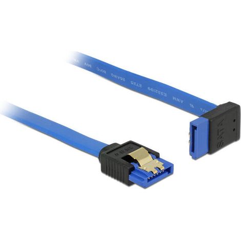 Delock Cable SATA 6 Gb/s hembra directo  SATA hembra orientado hacia arriba de 30 cm azul con broches dorados