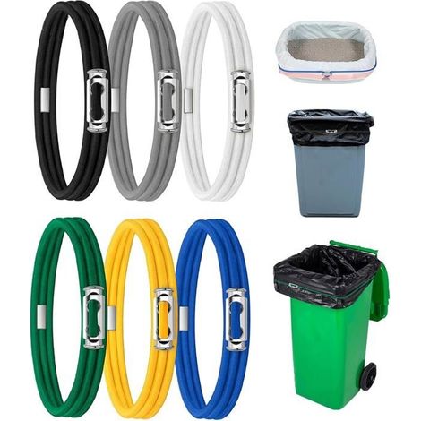 6 Pcs Ceinture de Sac à Ordures de Cuisine,Elastique Caoutchouc,Bandes de sac Poubelle de Ccuisine Pour des Poubelles de 13 à 30 (1/5)