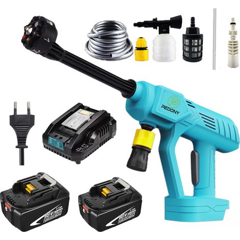 Elektrische Hochdruckreinigungsmaschine, drahtlose Druckkreismaschine, tragbare Hochspannungs-Auto-Hochspannungsstab,+2 5.5A batteries+schnelles Ladegerät, kompatibel mit Makita-Batterien (1/5)