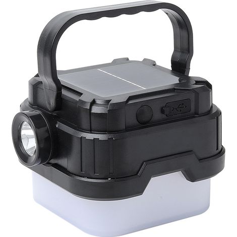 Lanterne de camping portable à énergie solaire, lampe de travail LED rechargeable par USB avec lampe torche latérale pour la randonnée en plein air