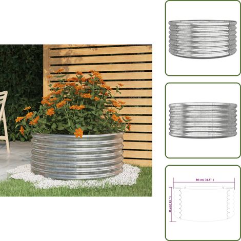 The Living Store Jardinera de acero galvanizado 80x80x36 cm plateado - Maceta para jardín