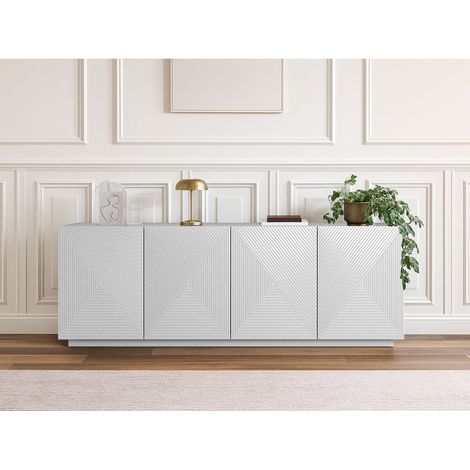 Bobochic – Buffet 4 portes 200 cm avec façades chevronnées – Grand espace de rangement – Système d'ouverture sans poignée – Largeur 43 cm – Hauteur 71,4 cm (1/5)