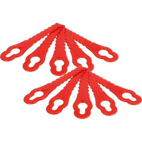vhbw 10x Replacement Blade compatible with Einhell BG-CT 18 Li, GE-CT 18 Li, GE-CT 18 Li Kit Cordless Lawnmower - Cutter Blades, Red, polyamide (1/4)