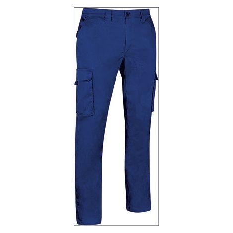 Pantalón de trabajo elástico multibolsillos, en colores neutros, en tejido sarga gruesa mono-elástica VALENTO CHESTNUT XL Azulina