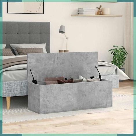 Boîte de rangement - 840691 - gris béton - bois d'ingénierie - 102x35x35 cm (1/5)