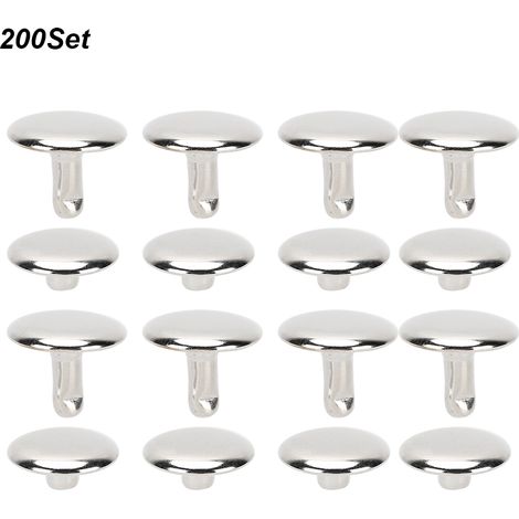 Lot de 200 rivets à double tête, clous ronds, boutons en fer pour jeans, chaussures, sacs et vêtements en cuir, 12 x 10 mm, argent (1/5)