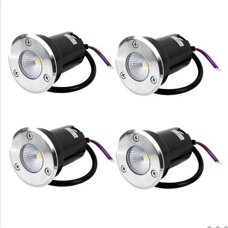 4 x 5-W-LED-Bodeneinbaustrahler – Warmweißes Licht – Schutzart IP67 für Gehwege, Terrassen und Pools – 12–24 V Gleichspannung (1/5)