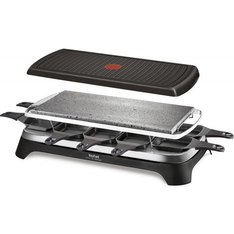 Tefal – Appareil à raclette multifonction 1350W – 10 personnes – Plaques gril et pierrade – Inox rectangulaire facile à nettoyer