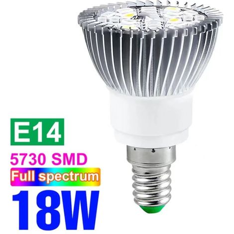 Lampes de croissance pour plantes Ampoule LED de croissance pour plantes (E14 18W - (85-265V), spectre complet) - Lampe horticole Fitolamp pour serres et cultures hydroponiques. (1/5)