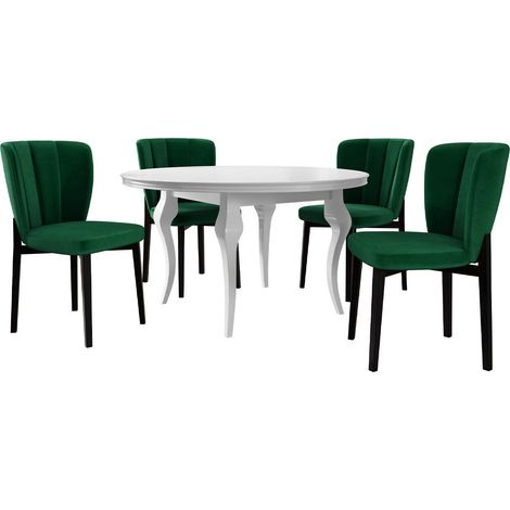 Conjunto de mesas y sillas para comedor Racine 141, Magic Velvet 2225, 76x0x0cm, Diámetro: 120, Número de asientos: 4, Estilo: Clásicomoderno
