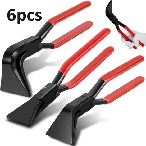 Lot de 6 pinces pliantes à tôle - En acier au carbone - Droites - Coudées à 0° - 45° et 90° - Pour couvreurs, plombiers Largeur de mâchoire 55 mm pour Couvreur, Plombier