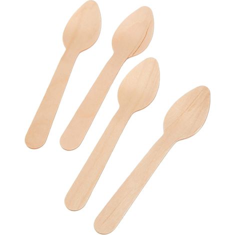 Cuillères À Café - 100 Unités - Bois Naturel - 11 Cm - Résistant Chaud Et Froid - Pique-nique Et Fêtes (1/5)