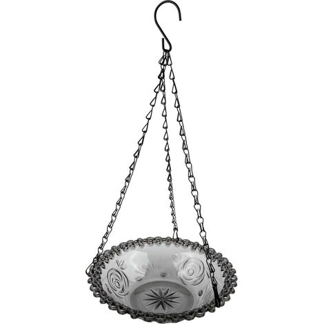 Fontaine solaire pour oiseaux en métal avec grand bassin 25 x 25 cm (gris)