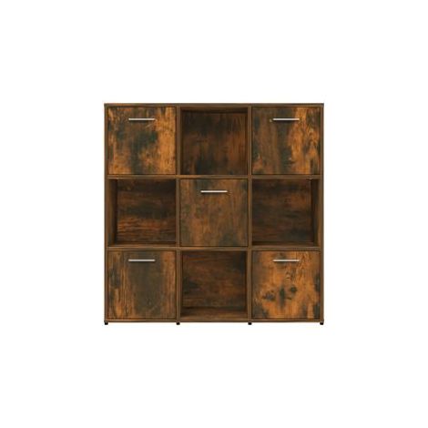Bibliothèque étagère en bois Lozka 98cm - 4 niches 5 portes-Marron fumé (1/5)