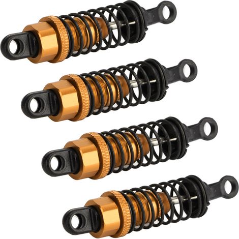 4 Pièces Amortisseurs en Métal 64mm avec Supports pour Modèles RC WPL, Amélioration Dorée (1/5)