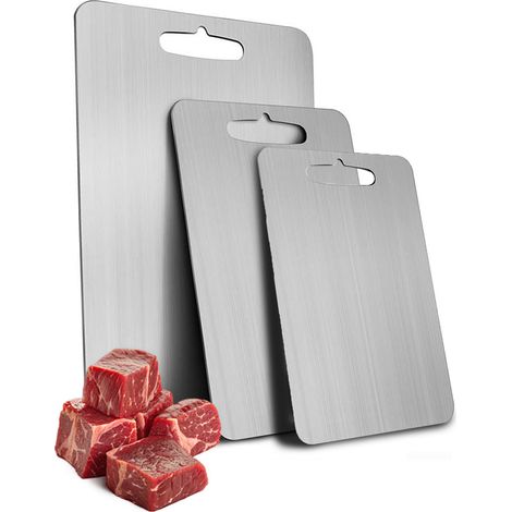 Set 3 Taglieri Bifacciali Varie Dimensioniin Acciaio Inox Antiruggine
