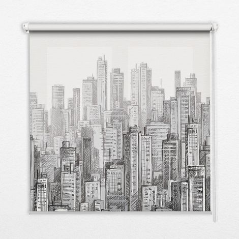 Tenda a Rullo Interna per Finestra - Tenda Filtrante Luce - Tenda Privacy - Tenda Decorativa Rettangolare - Rullo per Interni - (100 cm x 180 cm) - Città (1/5)