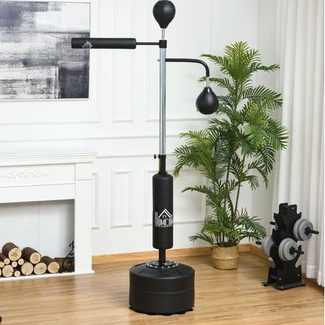 Estación de boxeo de pie ajustable 160-230 cm con 2 speedballs, base con ventosas negra DESVIAE (1/5)