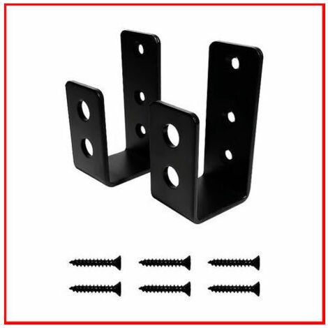 Lot de 2 supports de porte en acier robuste pour porte de 2 x 4, barre de sécurité en forme de U - noire