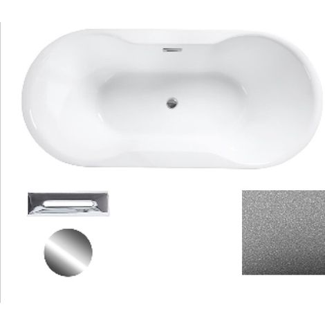 Baignoire îlot glam chrome avec bonde chrome AMBER 170x80 (1/2)
