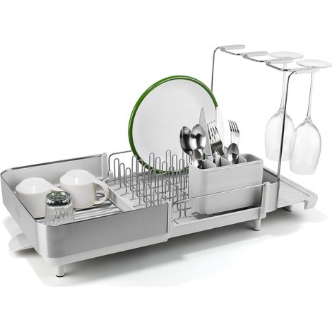 Joseph Joseph Extend Steel Plus Scolapiatti Estensibile in Acciaio, con Porta Calici e Beccuccio di Scarico (1/5)