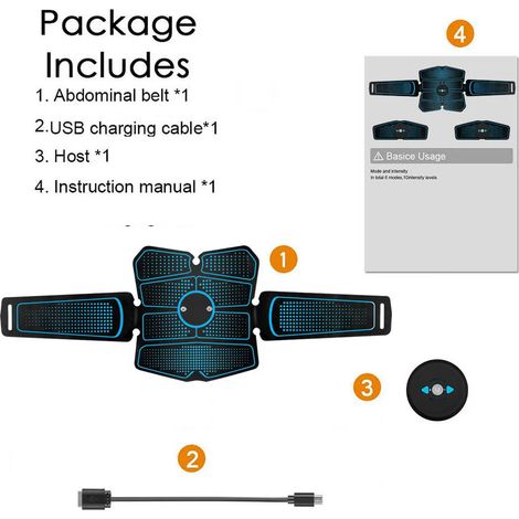 EMS-Muskelstimulationsgerät für Heimfitnessstudios, Fitnessgeräte, Gesäßmuskeltrainingsgerät, Bauchmuskelgerät, elektronischer Muskelgürtel - AquaForge