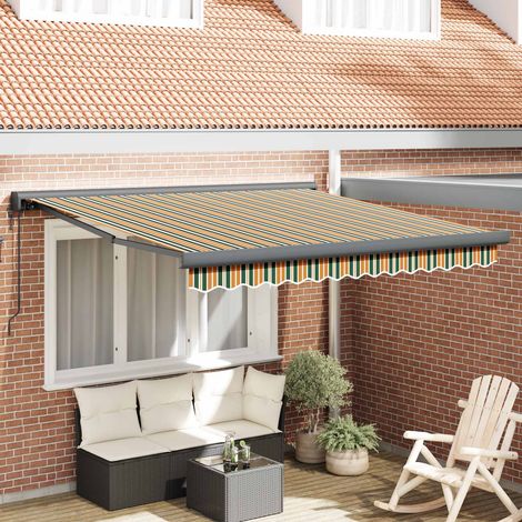 Auvent-Store banne Vert et jaune 350 x 250 x 165 cm Polyester et Aluminium (1/5)