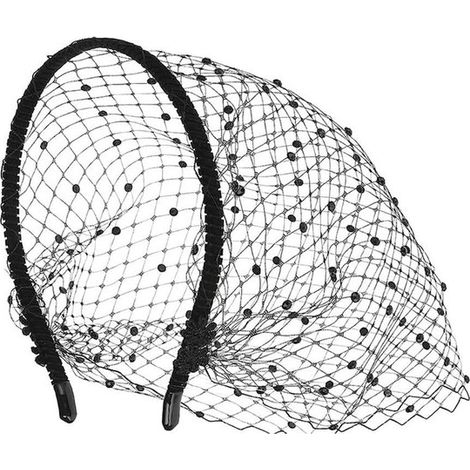 Bandeau vintage en maille avec voile, accessoire élégant pour femme, coiffe de style années 20, adapté aux mariages, fêtes et cérémonies, noir (1/5)