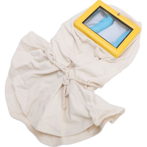 Casque sablage avec cape, visière double vitrage, capuche protection ABS canvas pour aérographie décapage peinture, 1 pièce, cadre jaune (1/5)