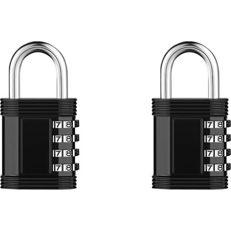 [2 Pieces] 4-Digit Combination Padlock. Waterproof Combination Lock. Weatherproof Metal and Plated Steel Combination Clasp (4-Digit Size, Large 606 Black)