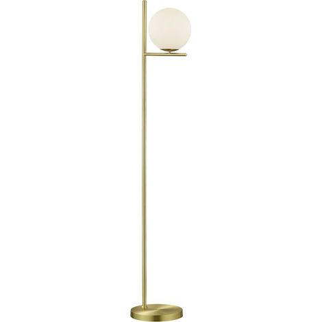 Lampadaire doré et blanc en verre opalin, 1x E14 28W, NYXIS Trio (1/2)