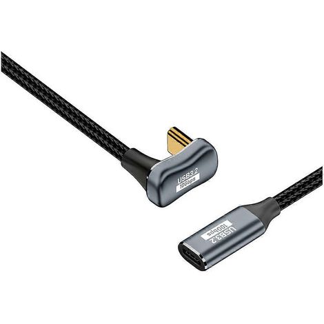 Câble de données OTG USB-C vers Type-C coudé PD 100 W, USB 3.2 Gen 2, synchronisation de données 10 Gbit/s, alimentation 5 A, 4 kHz 60 Hz, E (1/5)