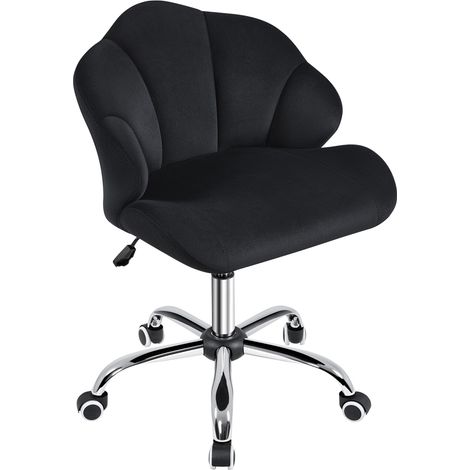 Homevive Silla Escritorio Oficina Silla Ergonomica Silla de Despacho Silla Terciopelo con Ruedas Silla sin Reposabrazo Capacidad 136 KG Negra