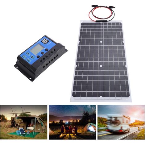 Conjunto de paneles solares + Sin etiquetar + 30 W 18 V-SC10 A + Módulo monocristalino portátil (1/5)