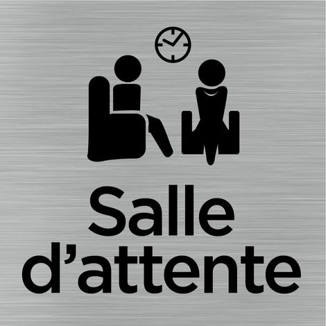 Pictogramme Salle d'attente (Q1036), pictogramme Salon.- Adhésif aspect aluminium brossé - (1/5)
