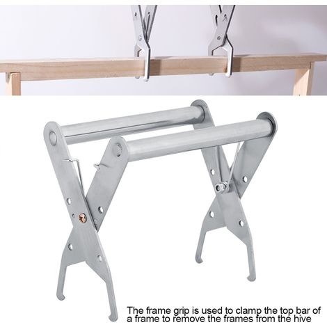 Pince de levage pour cadres de ruche en acier inoxydable, outil de préhension apicole pour soulever et capturer les cadres, équipement robuste et durable. (1/5)