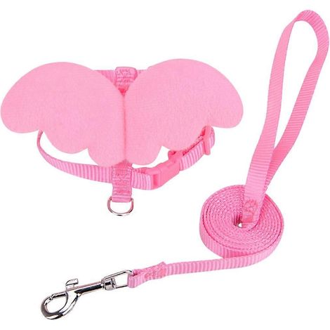 Correa pectoral para mascotas con arnés y correa ajustables, diseño rosa. (1/5)
