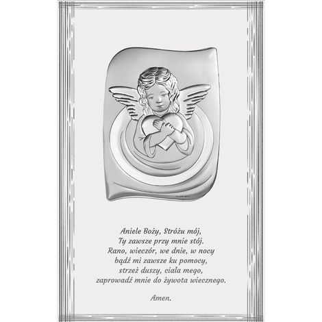 Immagine di un angelo custode con iscrizione su pannello  Dimensioni: 13,5x21 cm  Codice articolo: BC6624F/2X