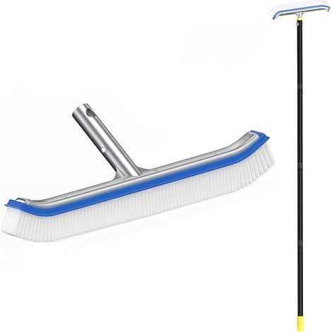 Brosse de Piscine avec Manche Réglable de 120 cm, Tête de Brosse 45cm en Aluminium, Brosse de Nettoyage pour Piscine, Spa, Baignoires, Murs, Carrelage, Planchers (1/4)
