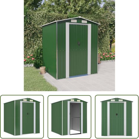 The Living Store Abri de jardin Vert 192x191x223 cm Acier galvanisé - Abri De Jardin - Abri Extérieur - Rangement Jardin - Cabane De Jardin - Outillage De Jardin (1/5)