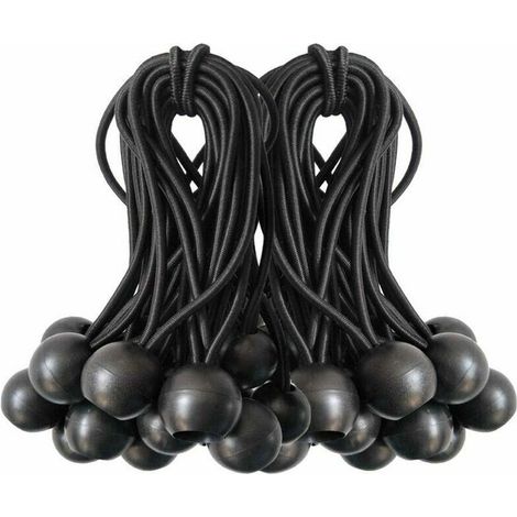 Cordons élastiques à 50 boules pour auvents, bâches, tonnelles, tentes et sacs de couchage, noirs (1/5)