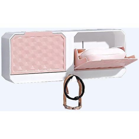 Porte-savon double paroi avec couvercle rabattable, boîte à savon pour lavabo, boîte à savon pour salle de douche, porte-savon, organisateur de salle de bain (rose) (1/5)