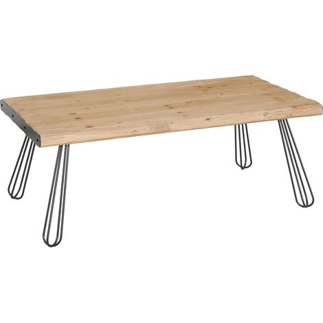 Table basse HHG-566, Table de salon, bois massif industriel certifié MVG 120x60cm, naturel