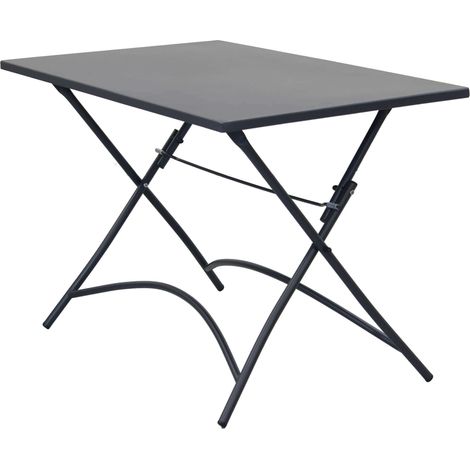 Tavolo 110x70 cm chiudibile pieghevole da esterno giardino salvaspazio con struttura e piano in acciaio Iron Mini - Tan (1/5)