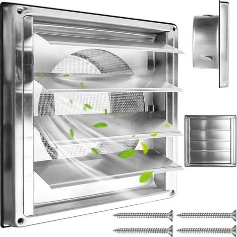 stainless steel air vent grille, 125 mm, check valve, weather protection grille, with mosquito net, lockable (1/5)