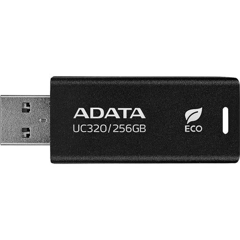Adata UC320-256G-RBK/BK: Unidad flash USB 3.2 Gen1 de 256 GB Conector deslizante sin tapa 85% PCR Plástico Negro (1/3)