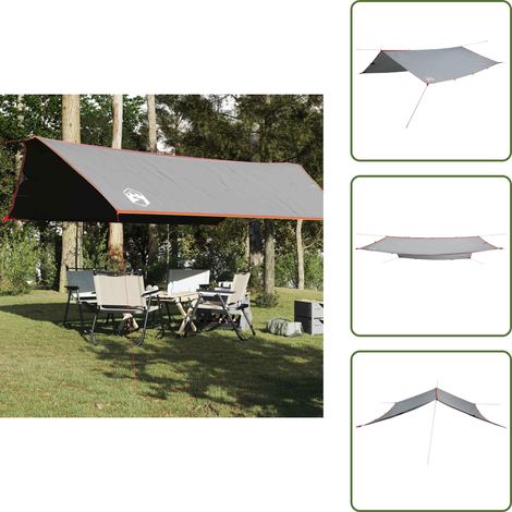 The Living Store Tarp Grau und Orange 500x294 cm Wasserdicht - Outdoorzelt - Regenschutz - Wanderzelt - Campingausrüstung - Wasserdichte Plane (1/5)
