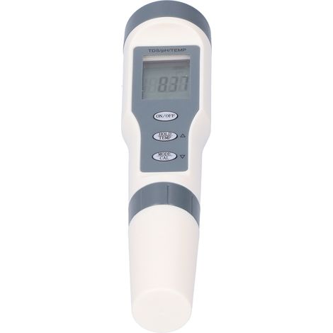 Stylo multifonction pour tester la qualité de l'eau, combinant pH, TDS, conductivité et température en un seul appareil de mesure d'acidité avec rétroéclairage. (1/5)