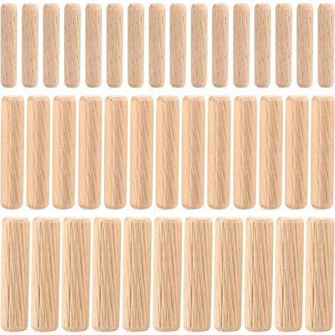 Assortiment de 90 chevilles en bois coniques et rainurées M6, M8 et M10 pour le fraisage, le traçage, les loisirs créatifs, le bricolage, le travail du bois et la menuiserie. (1/5)